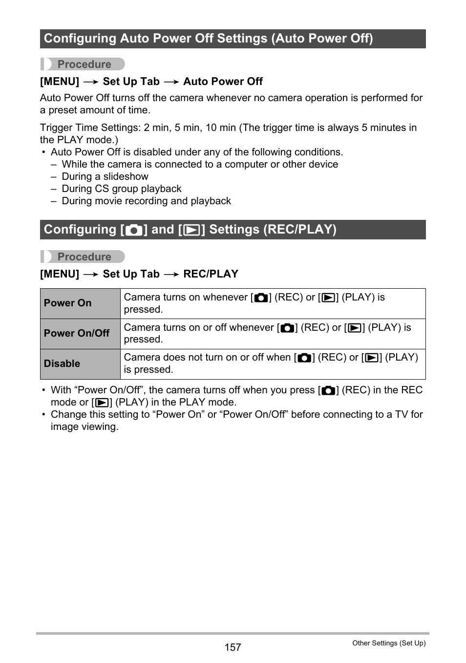 Configuring [_] and [>] settings (rec/play), 57) will tur | Casio EXILIM EX-ZR10 User Manual | Page 157 / 199