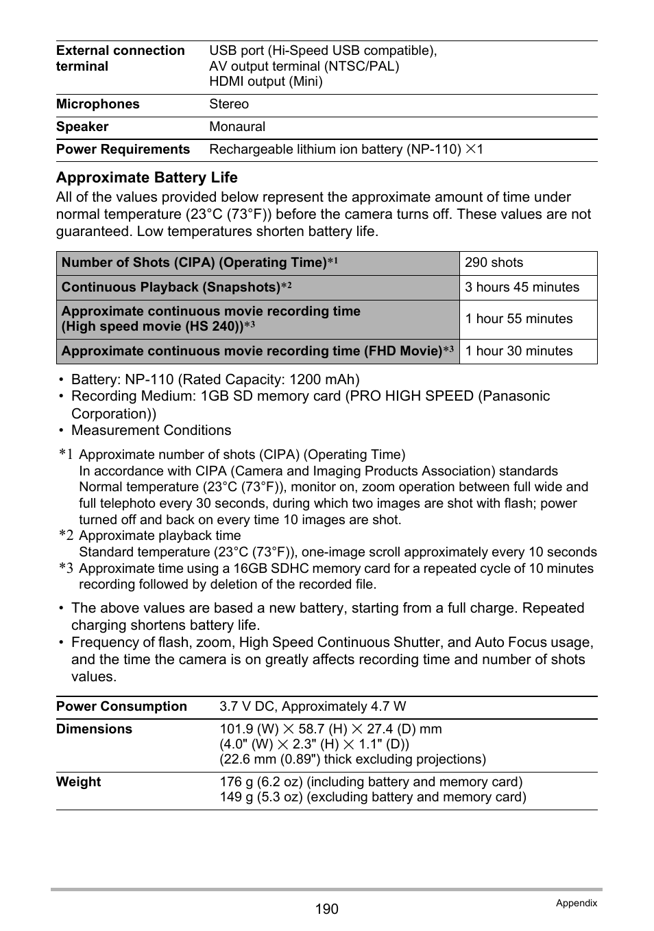 Ge 190 for | Casio EXILIM EX-ZR10 User Manual | Page 190 / 199