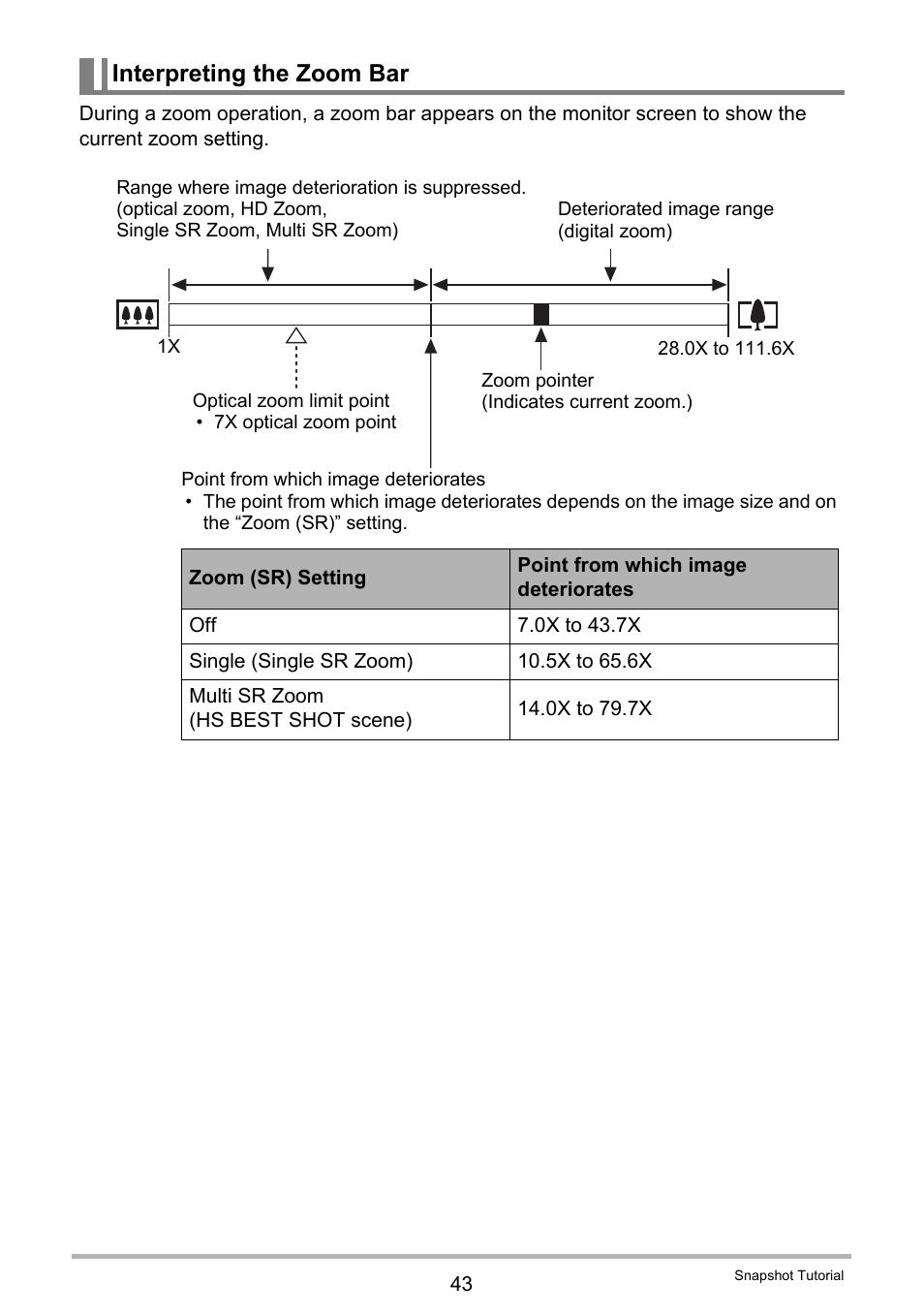 Interpreting the zoom bar | Casio EXILIM EX-ZR10 User Manual | Page 43 / 199