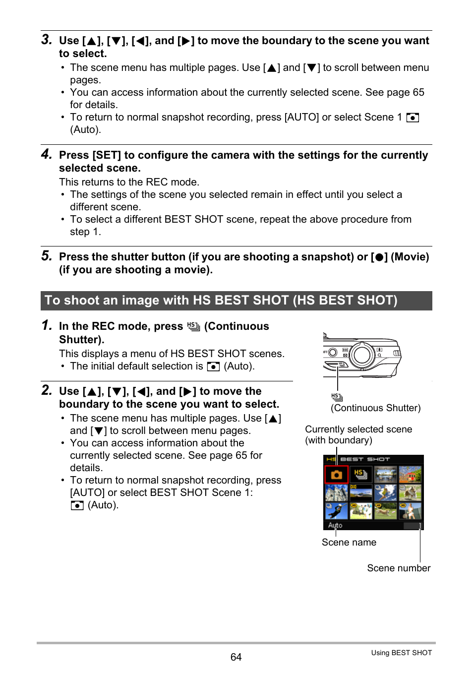 To shoot an image with hs best shot (hs best shot) | Casio EXILIM EX-ZR10 User Manual | Page 64 / 199