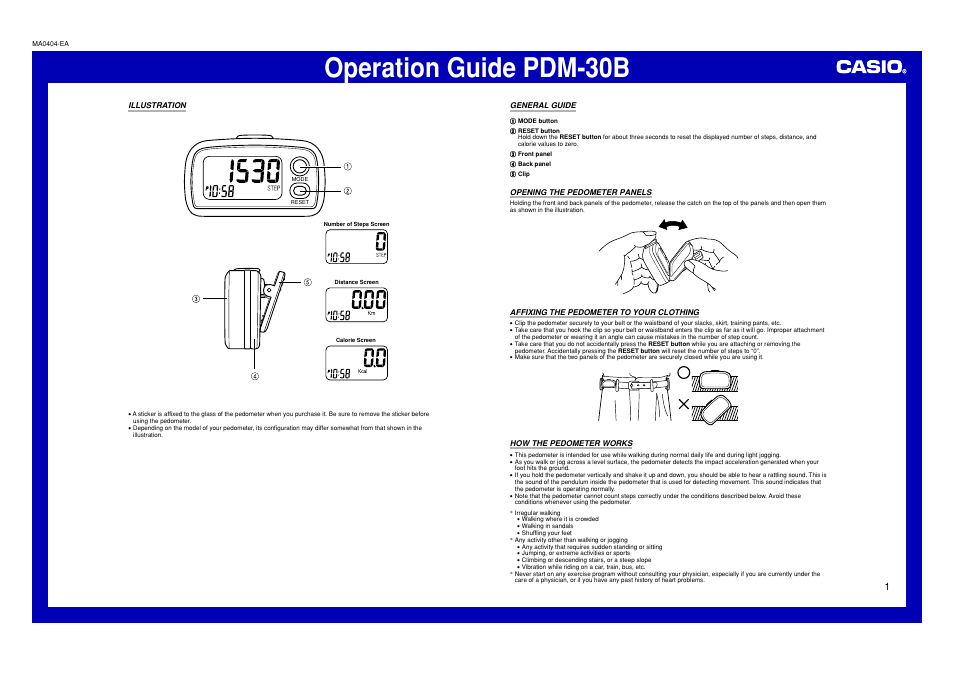 Casio PDM-30B User Manual | 3 pages