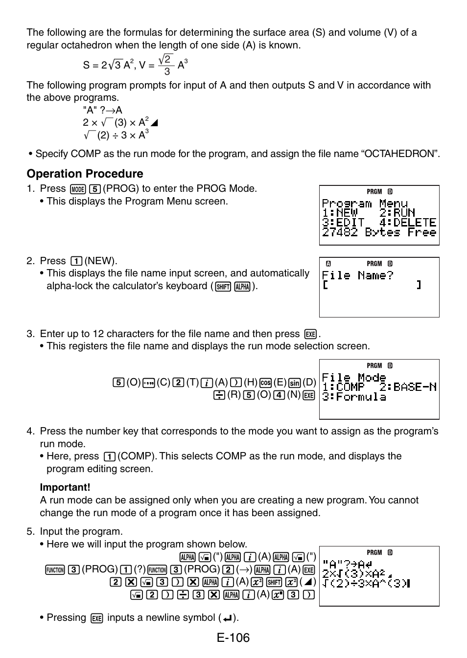 E-106 | Casio fx-5800P User Manual | Page 107 / 147