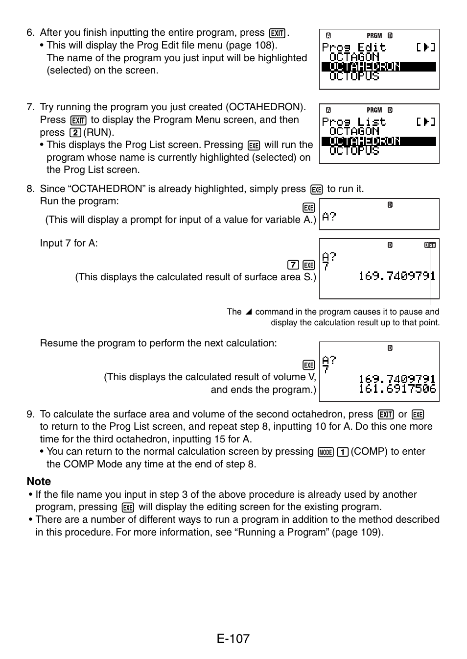 E-107 | Casio fx-5800P User Manual | Page 108 / 147