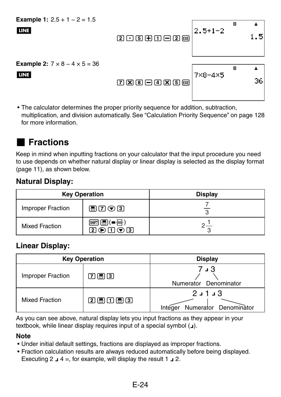 Fractions | Casio fx-5800P User Manual | Page 25 / 147