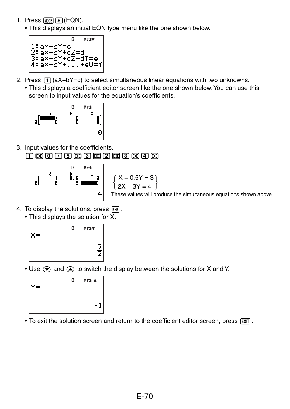 E-70 | Casio fx-5800P User Manual | Page 71 / 147