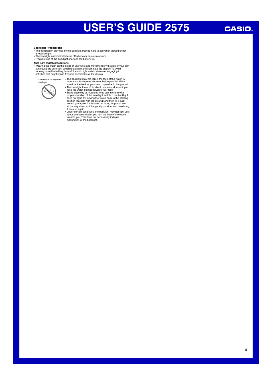 User’s guide 2575 | Casio 2575 User Manual | Page 4 / 4