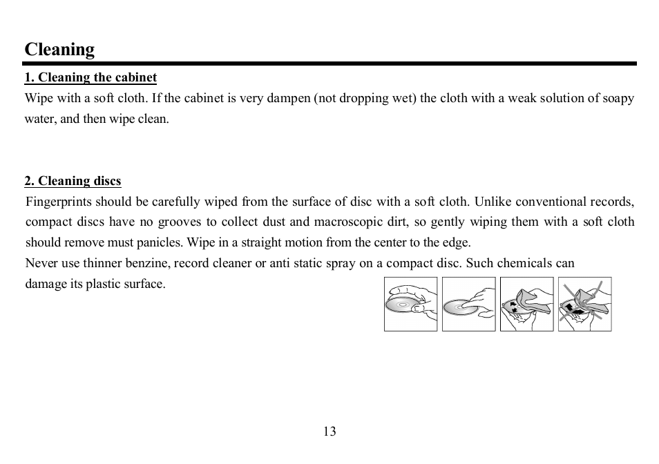 Cleaning | Hyundai H-CD7001 User Manual | Page 13 / 30