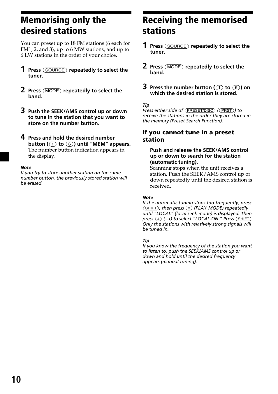 Sony XR-C33R User Manual | Page 10 / 132