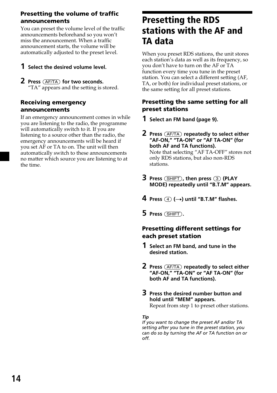 Sony XR-C33R User Manual | Page 14 / 132