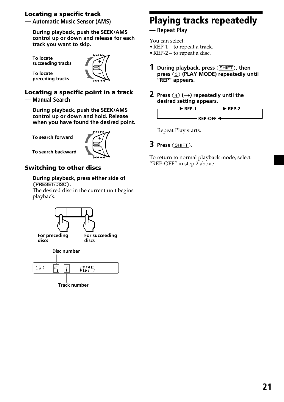 Playing tracks repeatedly | Sony XR-C33R User Manual | Page 21 / 132
