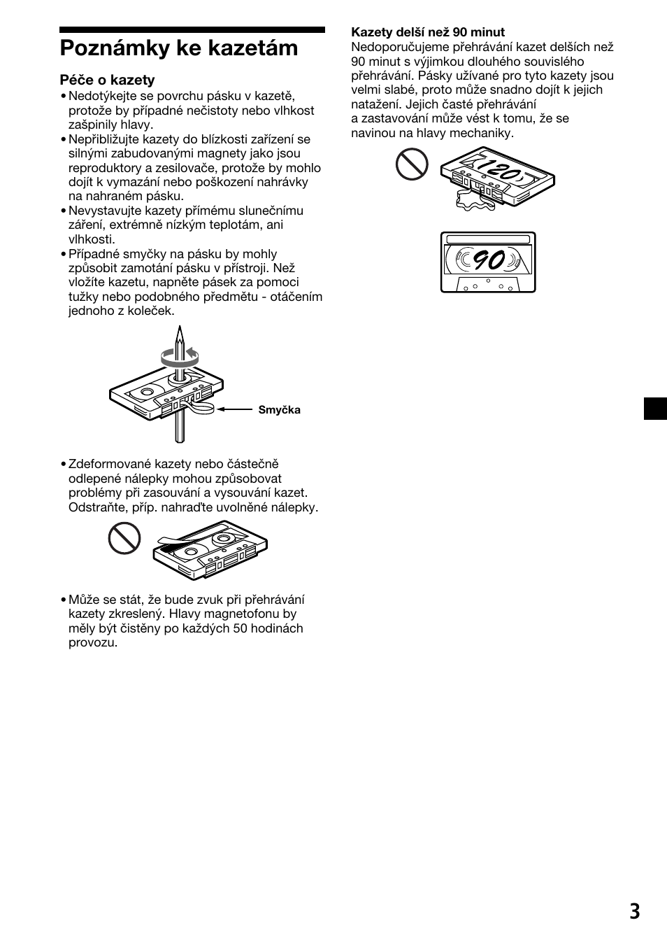 Poznámky ke kazetám | Sony XR-C33R User Manual | Page 29 / 132
