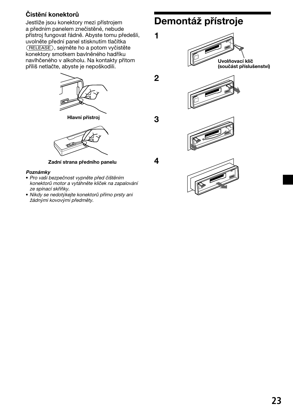 Demontáž přístroje | Sony XR-C33R User Manual | Page 49 / 132