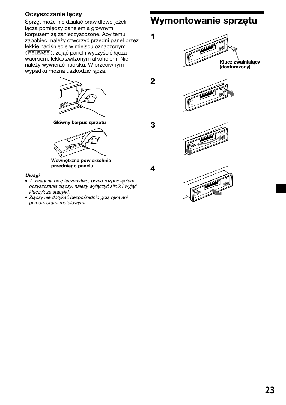 Wymontowanie sprzętu | Sony XR-C33R User Manual | Page 75 / 132