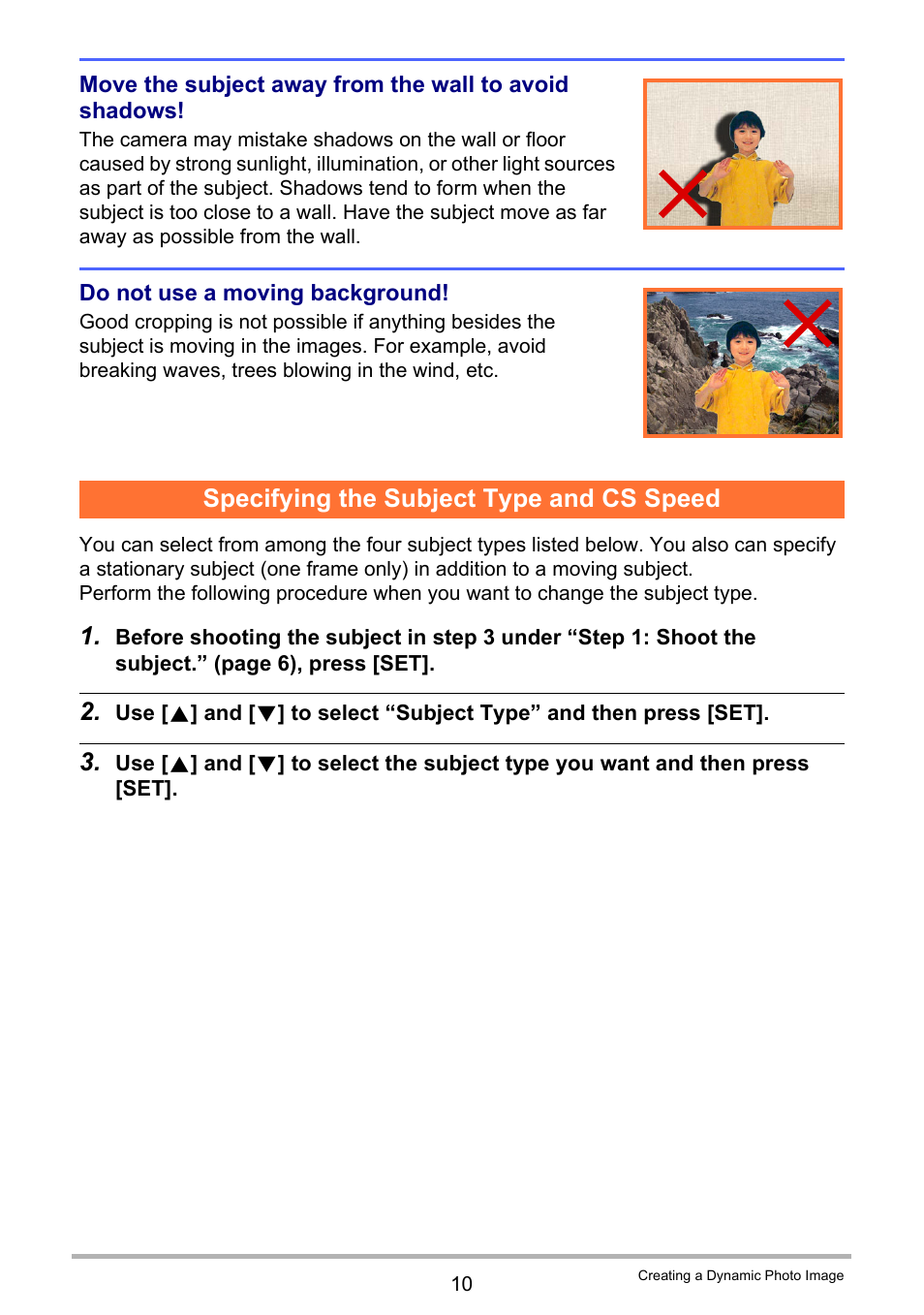 Specifying the subject type and cs speed | Casio EX-Z2300 User Manual | Page 187 / 191