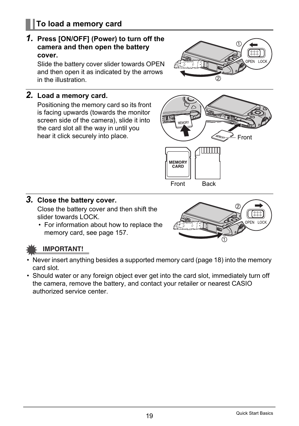 To load a memory card | Casio EX-Z2300 User Manual | Page 19 / 191