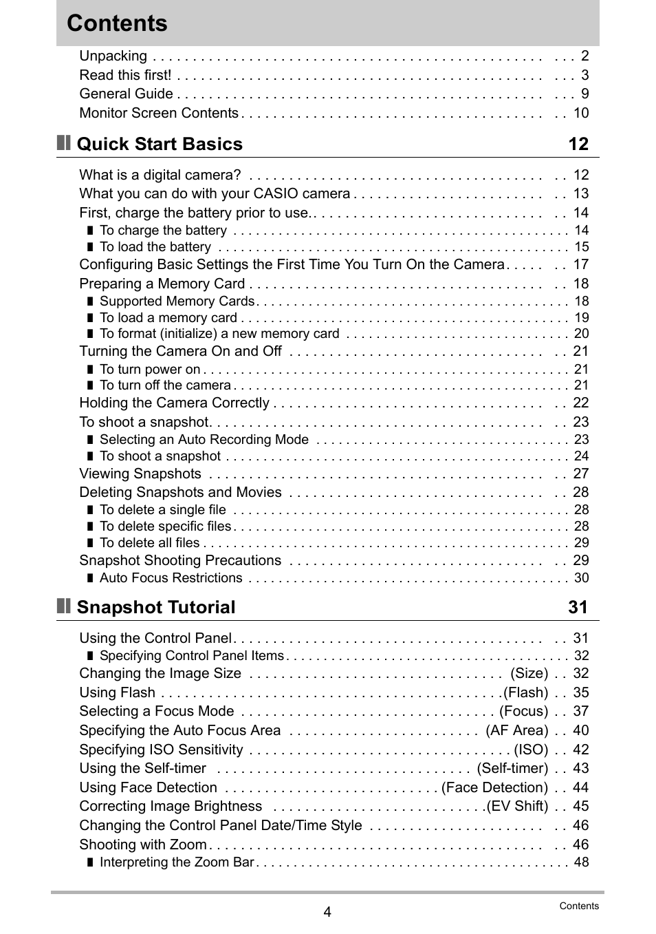 Casio EX-Z2300 User Manual | Page 4 / 191