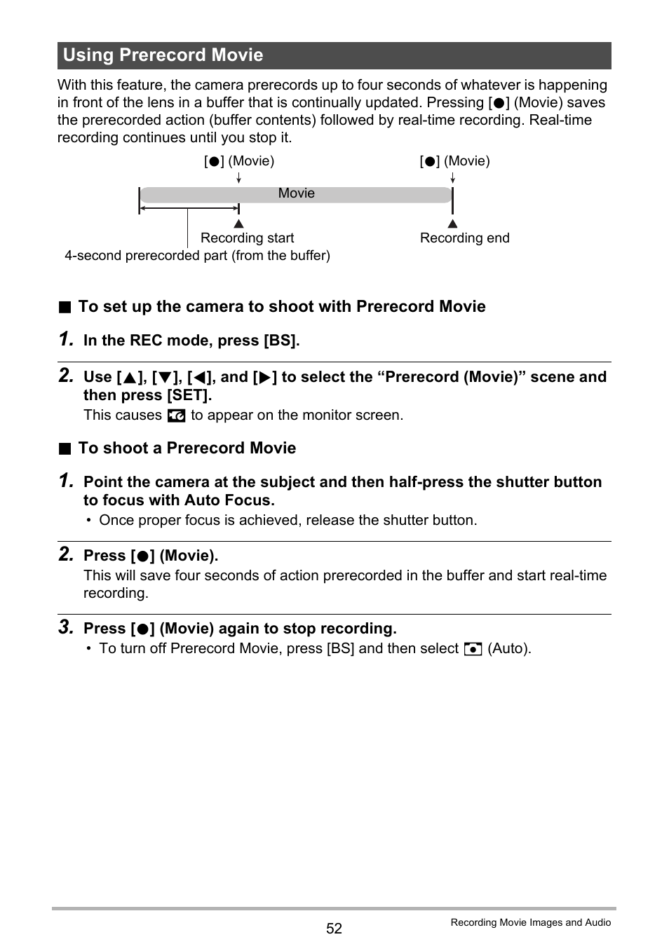 Using prerecord movie | Casio EX-Z2300 User Manual | Page 52 / 191