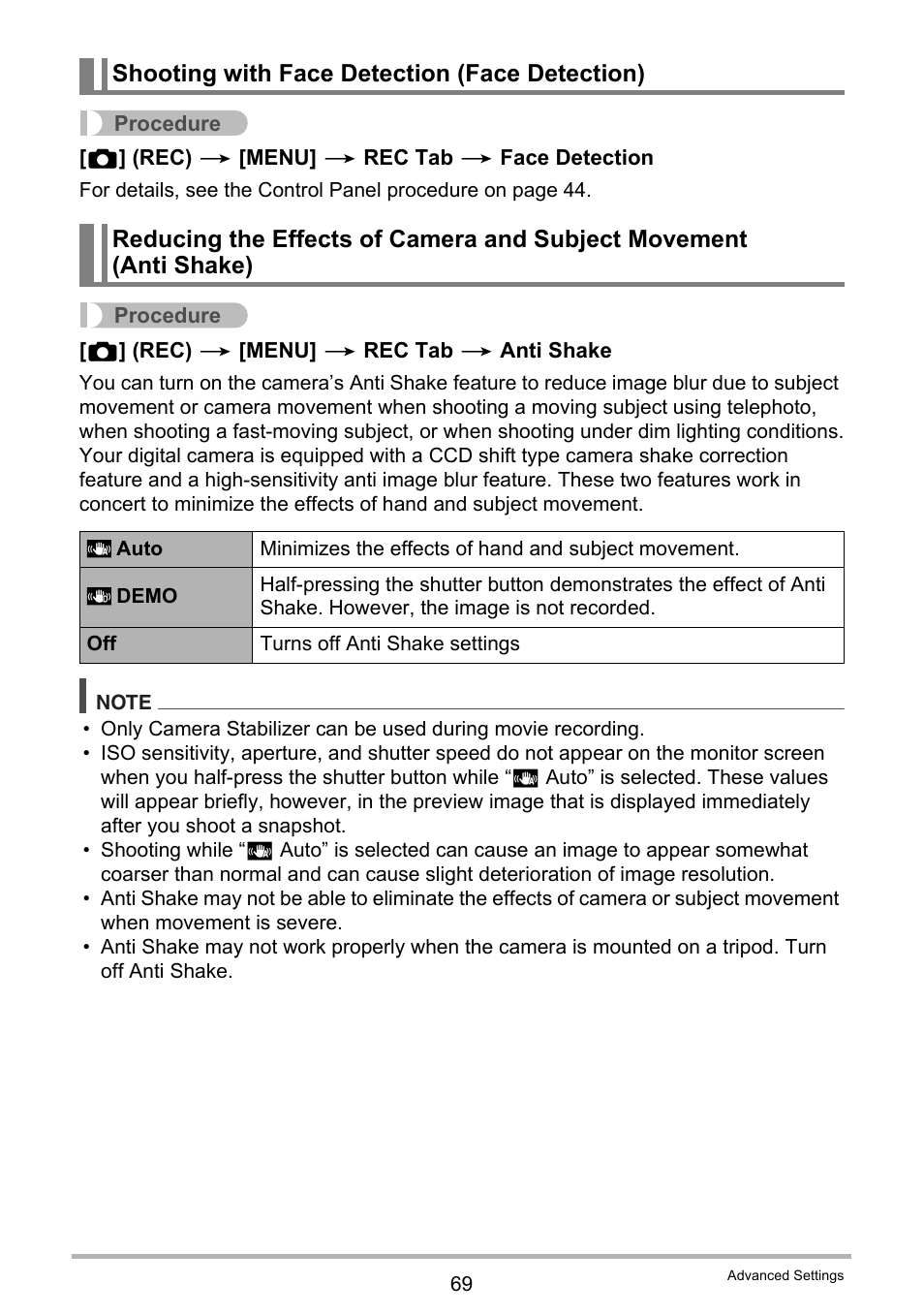 Shooting with face detection (face detection) | Casio EX-Z2300 User Manual | Page 69 / 191