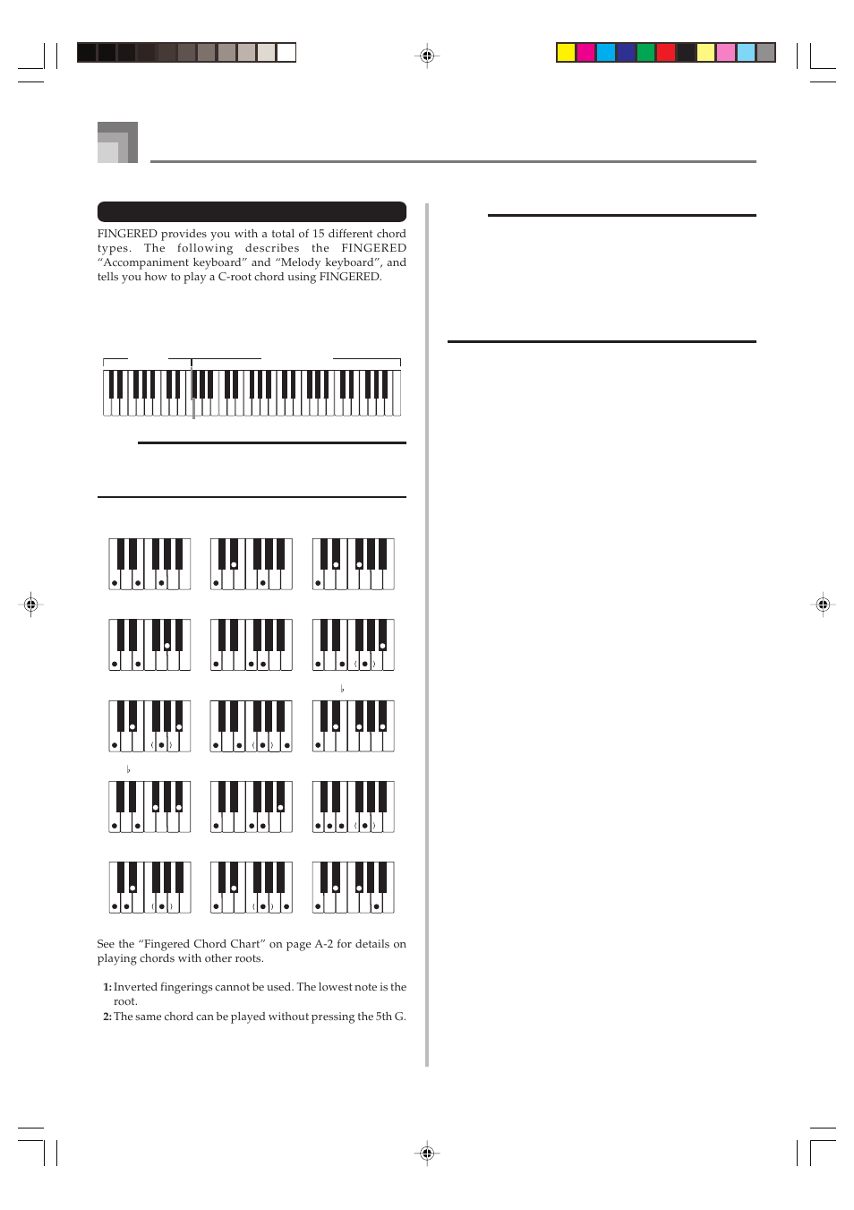 Fingered, E-20, Auto accompaniment | Ccaug, Cmadd9, Cm csus4 cmaj7, C7sus4 cmm7, Cdim c7, Cadd9, Cdim7 | Casio CTK1100ES1A User Manual | Page 22 / 44