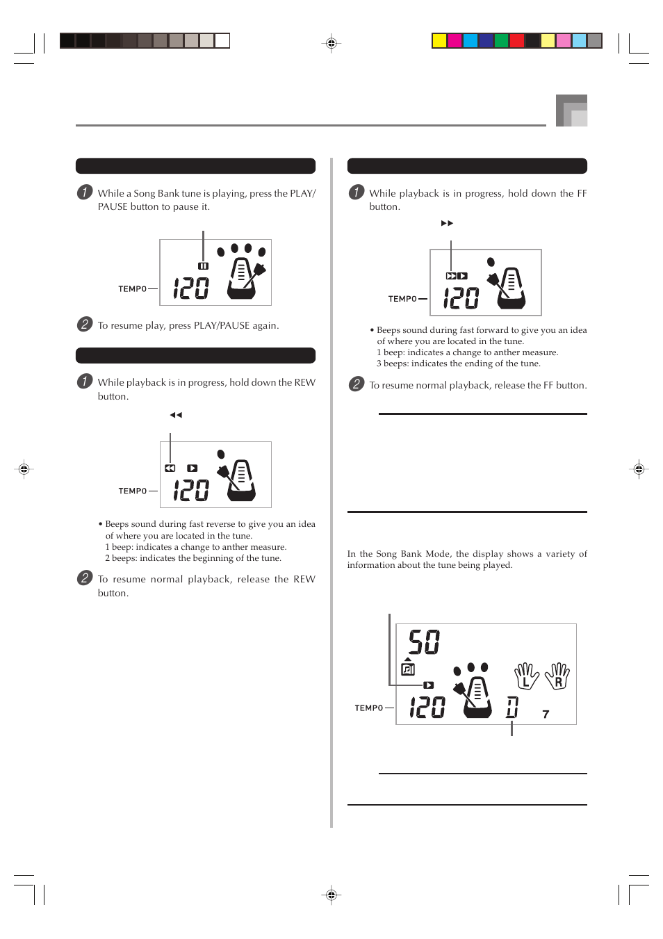 Song bank mode display | Casio CTK1100ES1A User Manual | Page 25 / 44