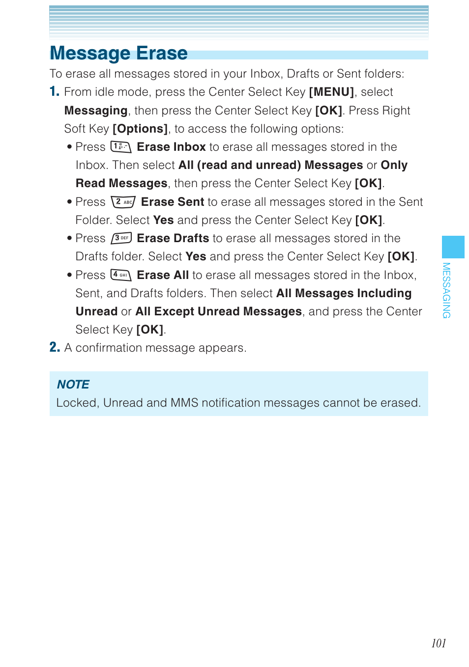 Message erase | Casio G'zOne Rock User Manual | Page 102 / 201