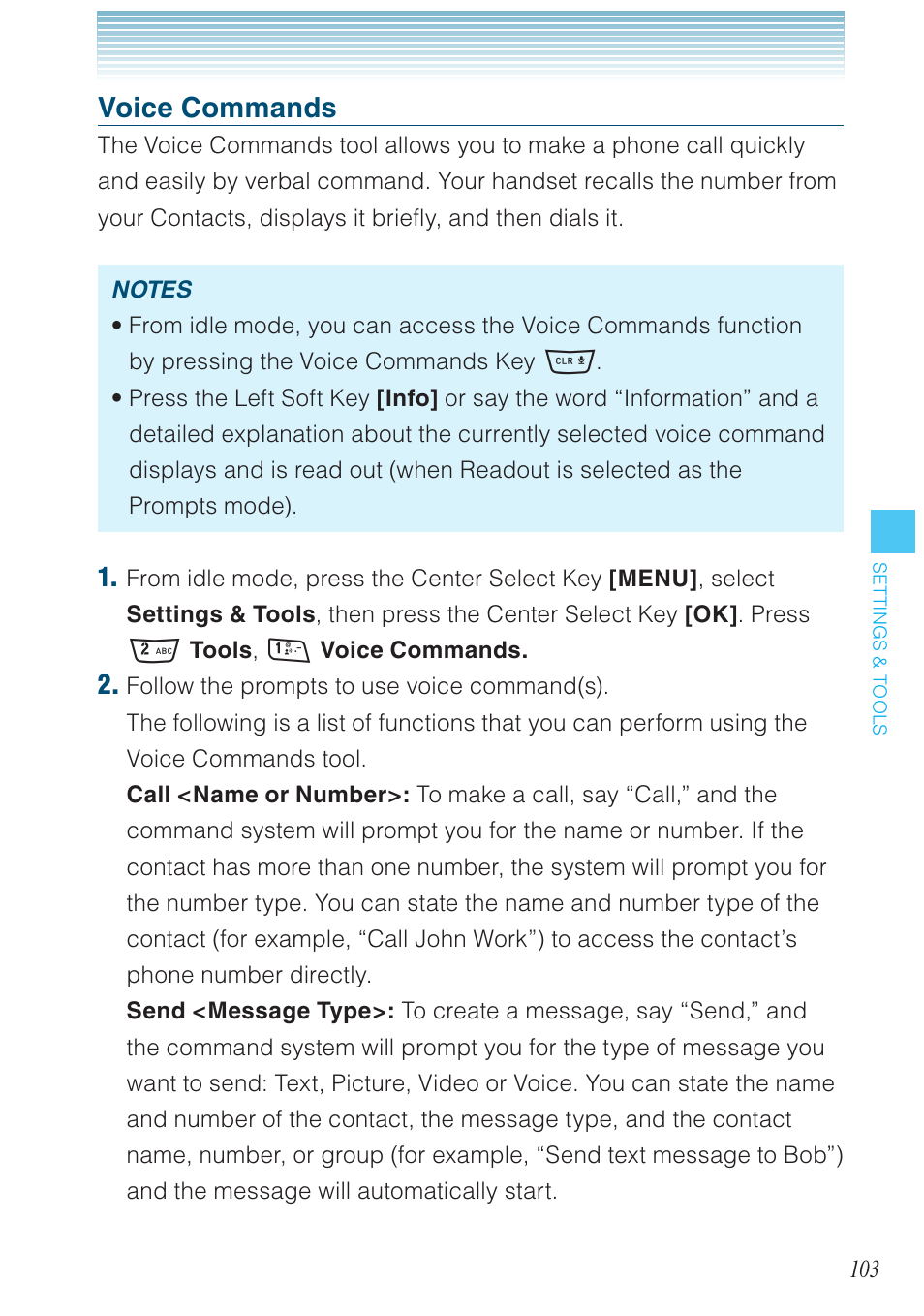 Voice commands | Casio G'zOne Rock User Manual | Page 104 / 201