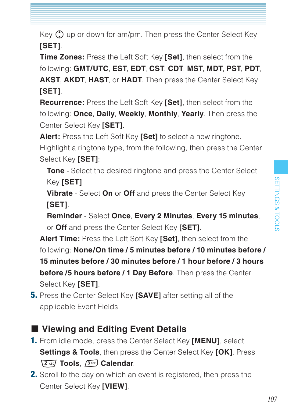 Viewing and editing event details | Casio G'zOne Rock User Manual | Page 108 / 201