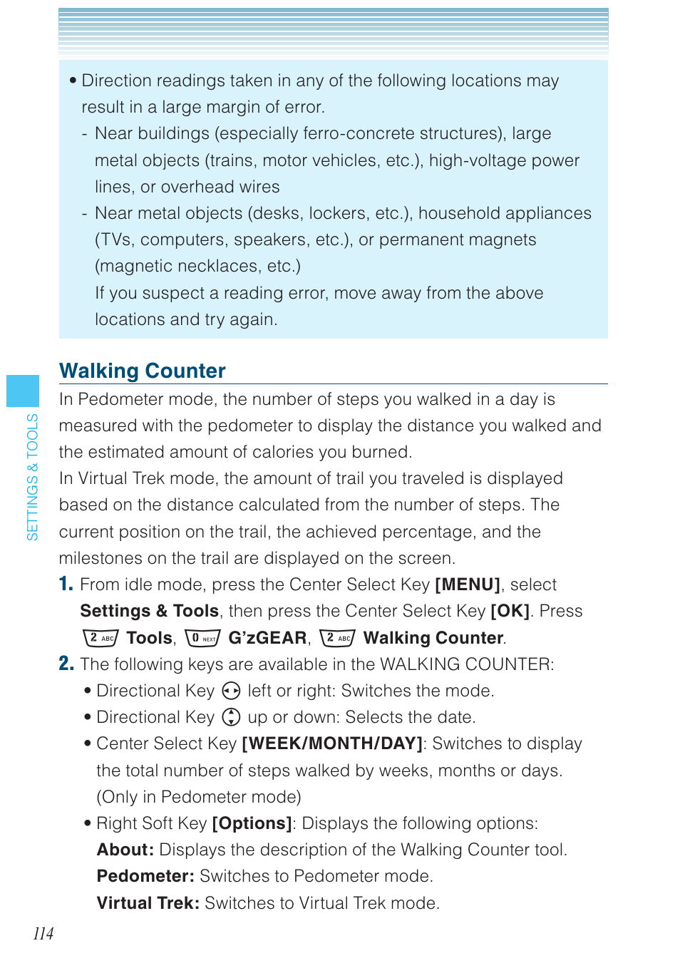 Walking counter | Casio G'zOne Rock User Manual | Page 115 / 201