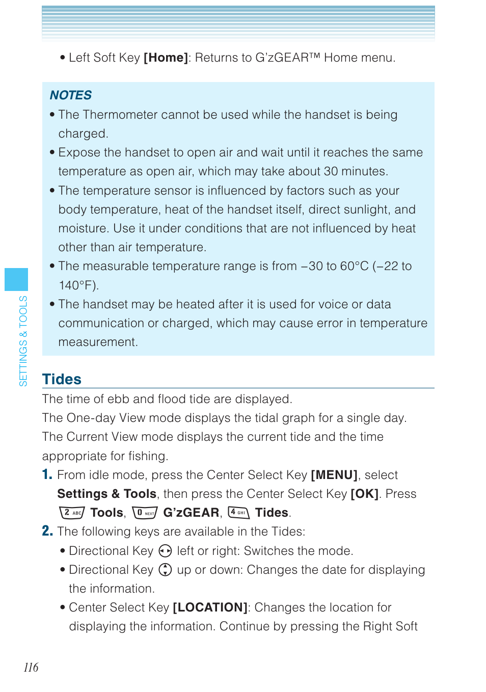 Tides | Casio G'zOne Rock User Manual | Page 117 / 201
