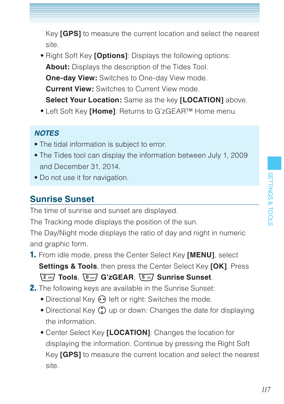 Sunrise sunset | Casio G'zOne Rock User Manual | Page 118 / 201