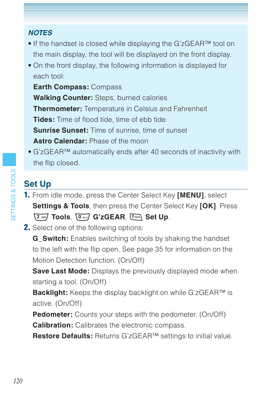 Set up | Casio G'zOne Rock User Manual | Page 121 / 201