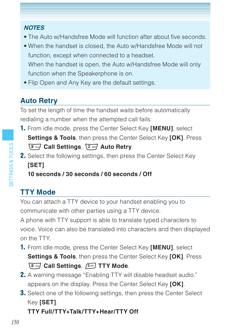 Auto retry, Tty mode | Casio G'zOne Rock User Manual | Page 151 / 201