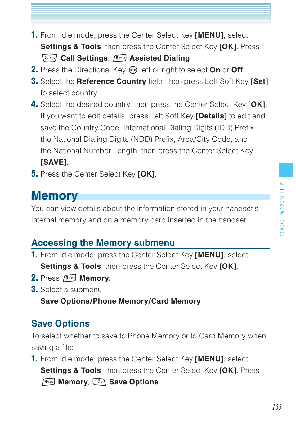 Save options | Casio G'zOne Rock User Manual | Page 154 / 201