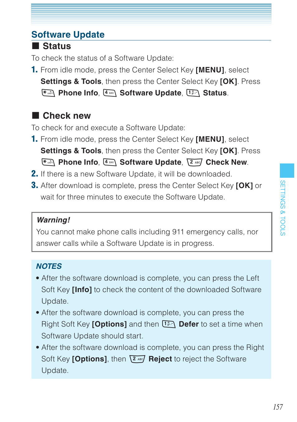 Software update status, Check new | Casio G'zOne Rock User Manual | Page 158 / 201
