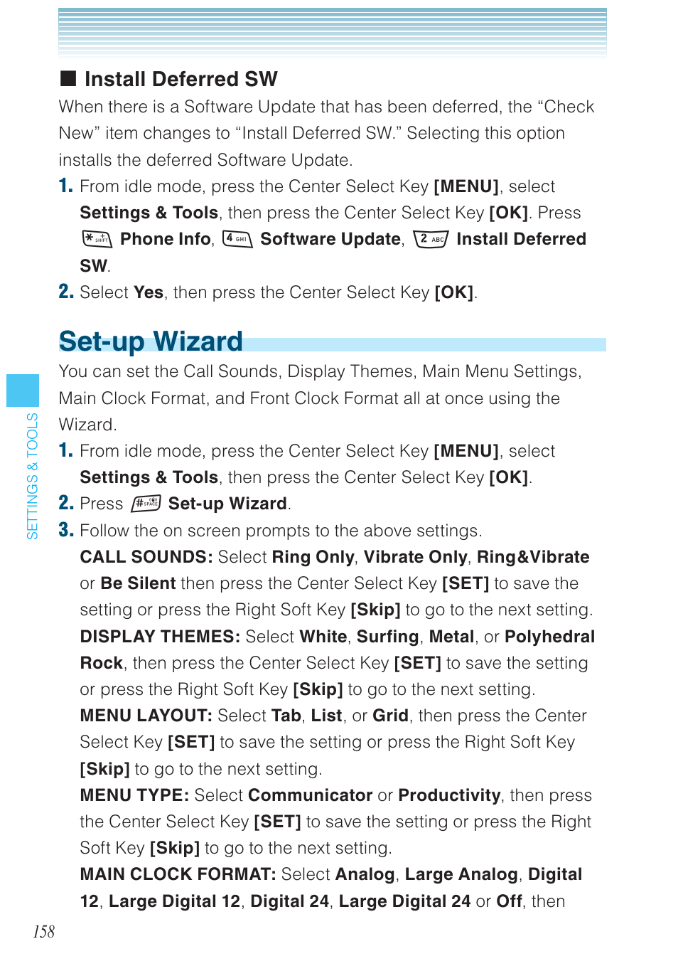Set-up wizard, Install deferred sw | Casio G'zOne Rock User Manual | Page 159 / 201