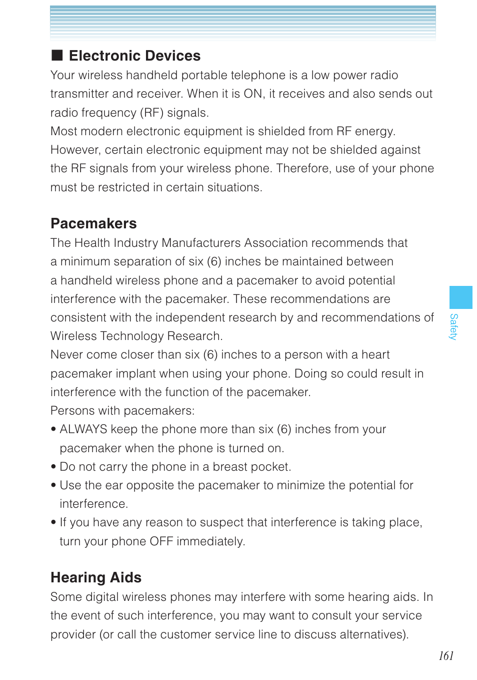 Electronic devices, Pacemakers, Hearing aids | Casio G'zOne Rock User Manual | Page 162 / 201