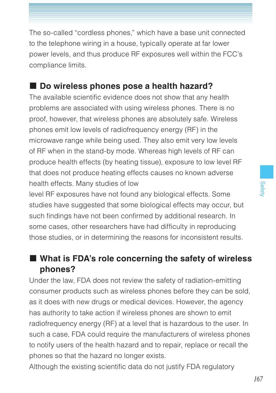 Do wireless phones pose a health hazard | Casio G'zOne Rock User Manual | Page 168 / 201