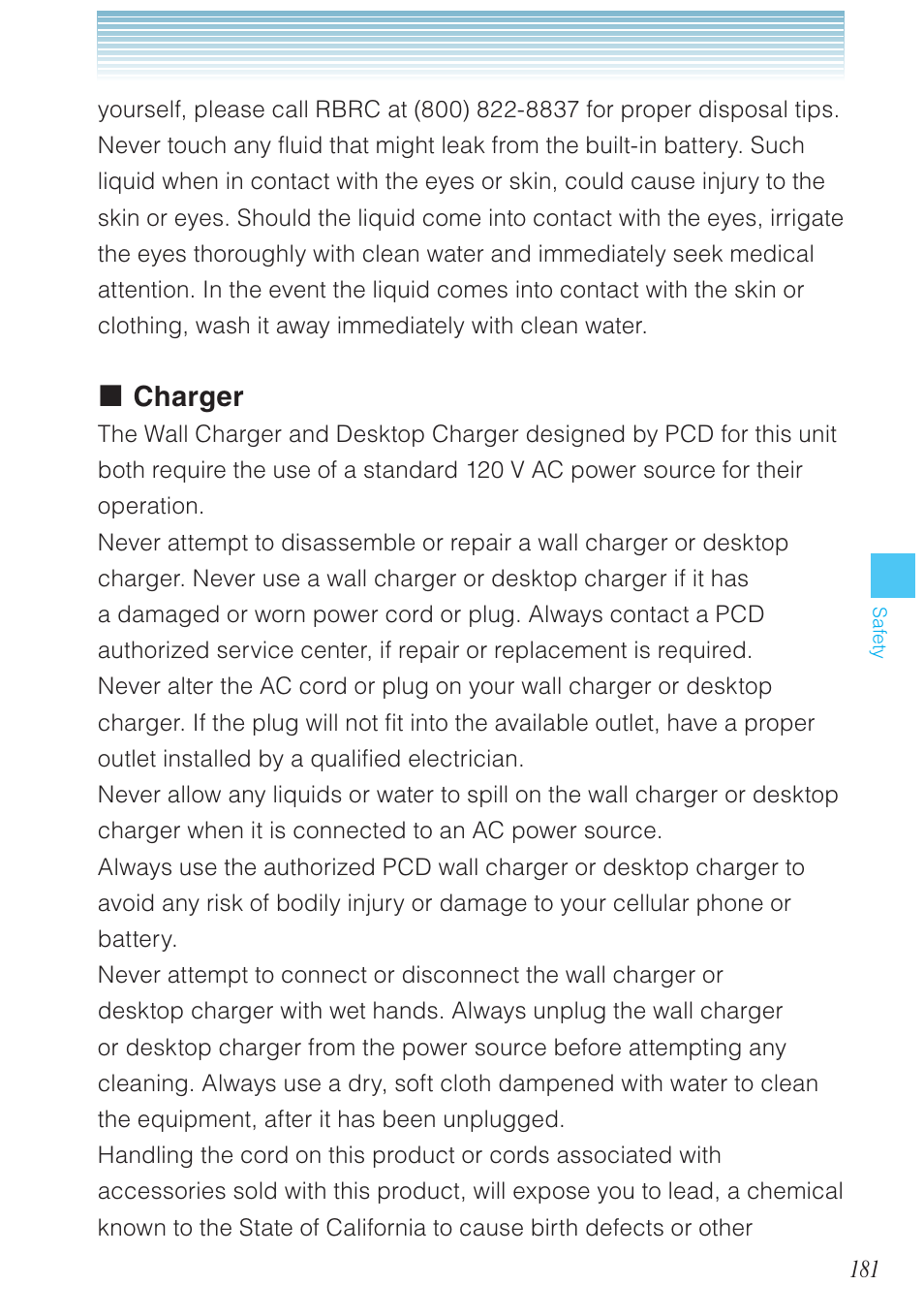 Charger | Casio G'zOne Rock User Manual | Page 182 / 201