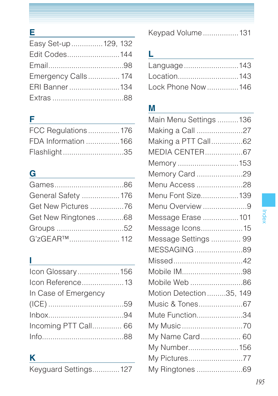Casio G'zOne Rock User Manual | Page 196 / 201