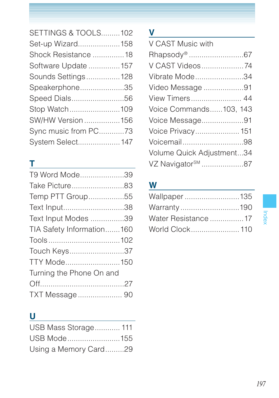 Casio G'zOne Rock User Manual | Page 198 / 201
