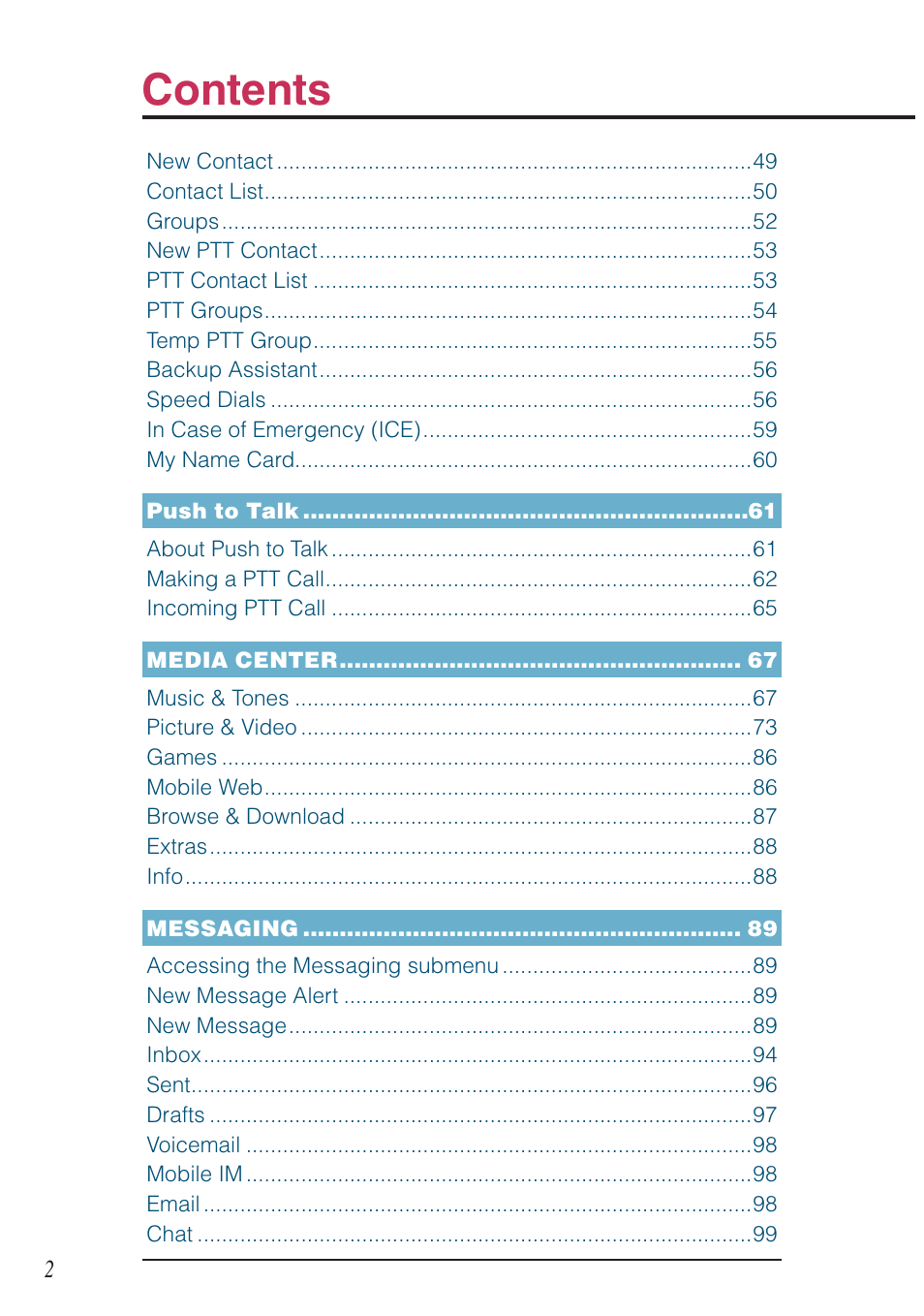 Casio G'zOne Rock User Manual | Page 3 / 201