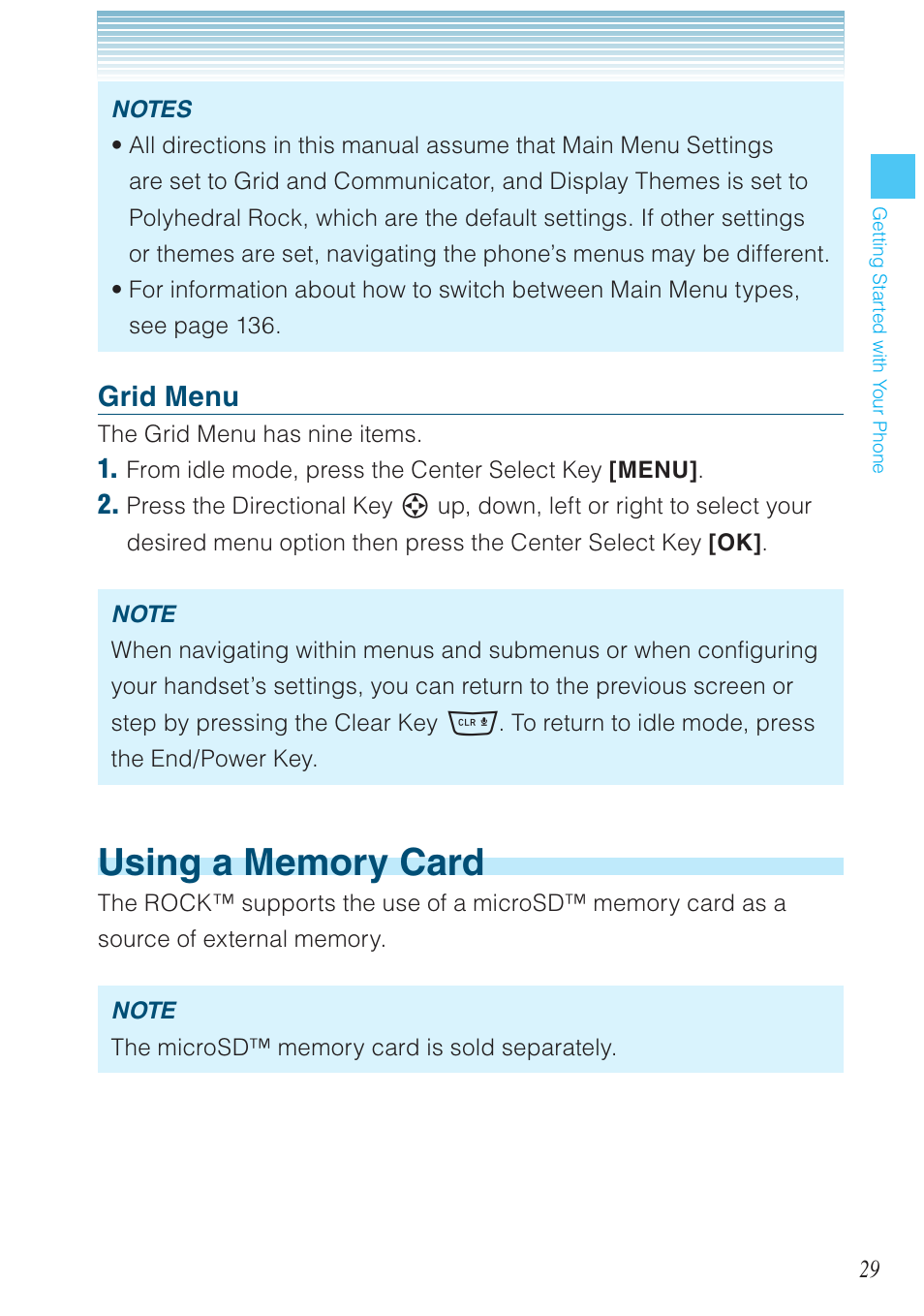 Grid menu | Casio G'zOne Rock User Manual | Page 30 / 201