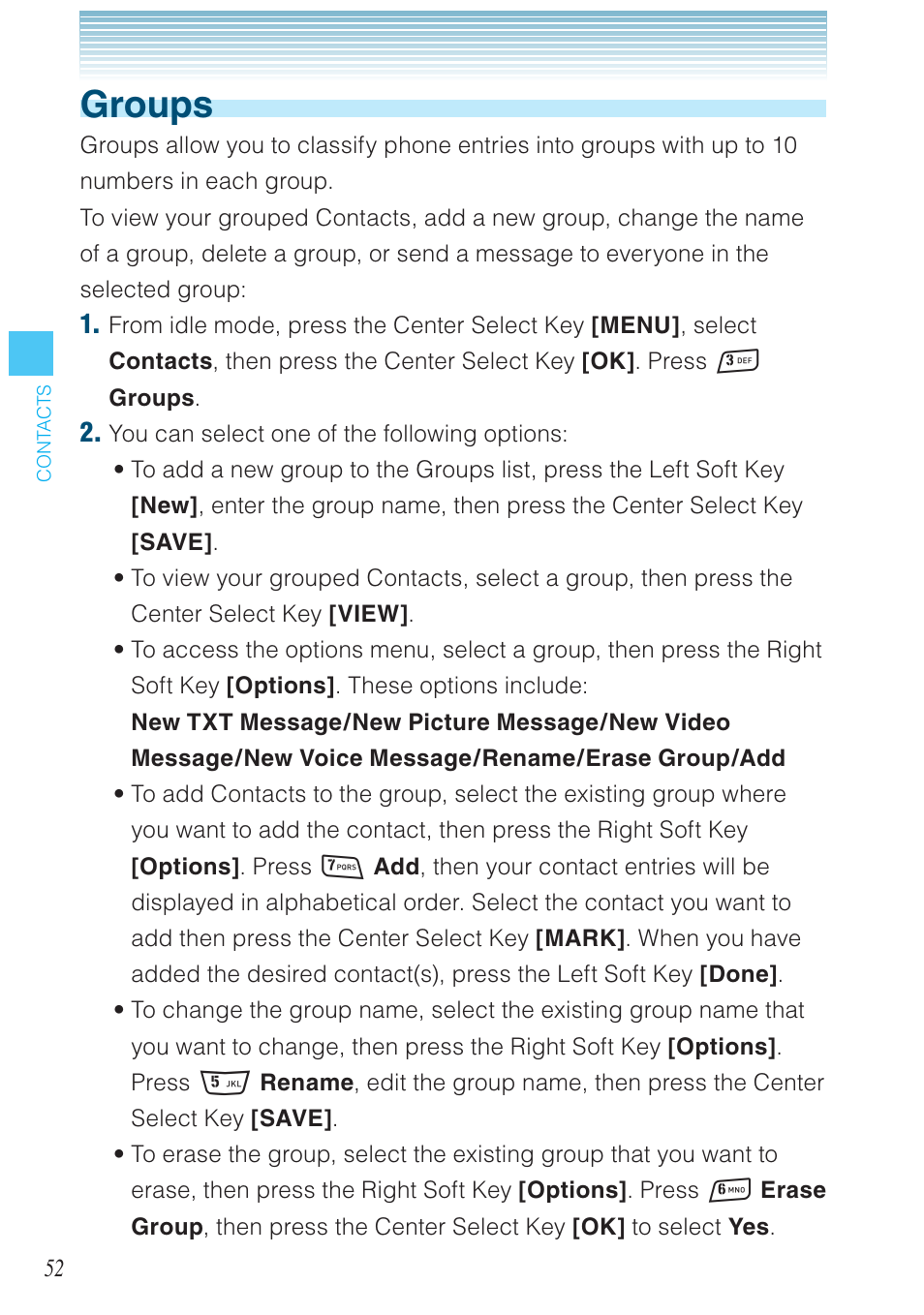 Groups | Casio G'zOne Rock User Manual | Page 53 / 201