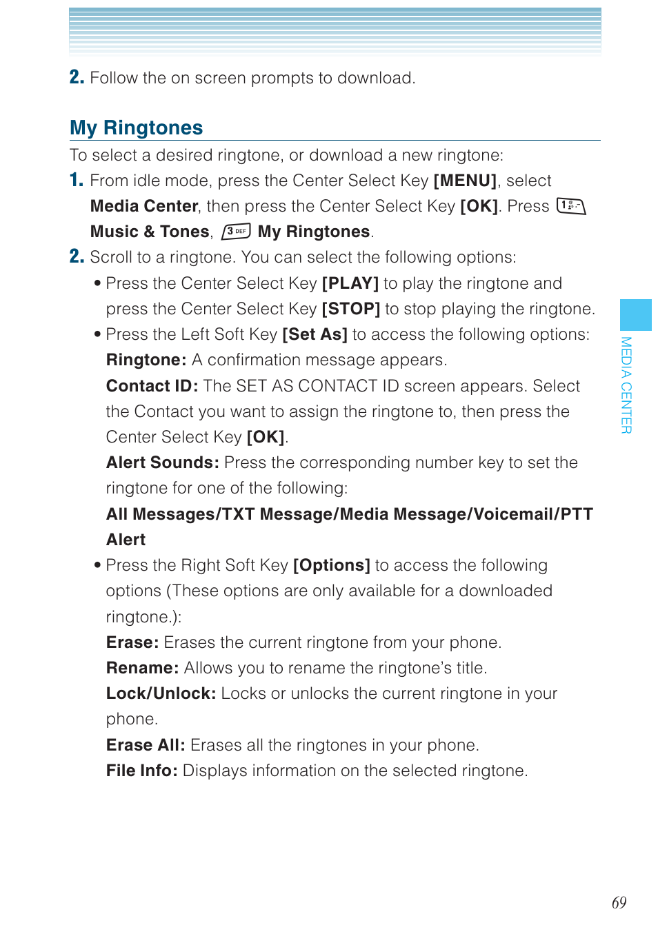 My ringtones | Casio G'zOne Rock User Manual | Page 70 / 201