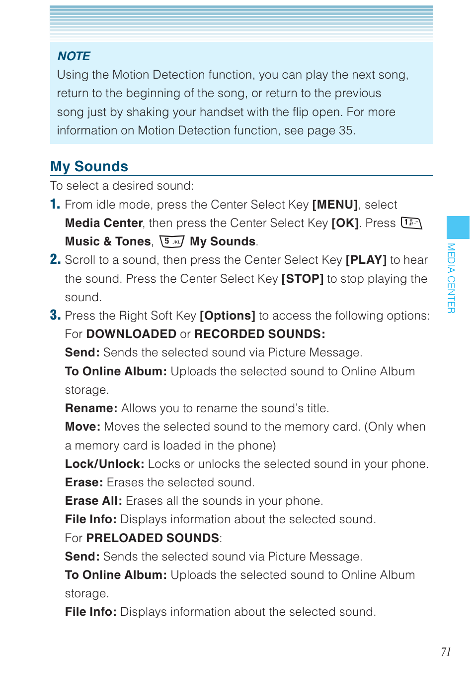 My sounds | Casio G'zOne Rock User Manual | Page 72 / 201