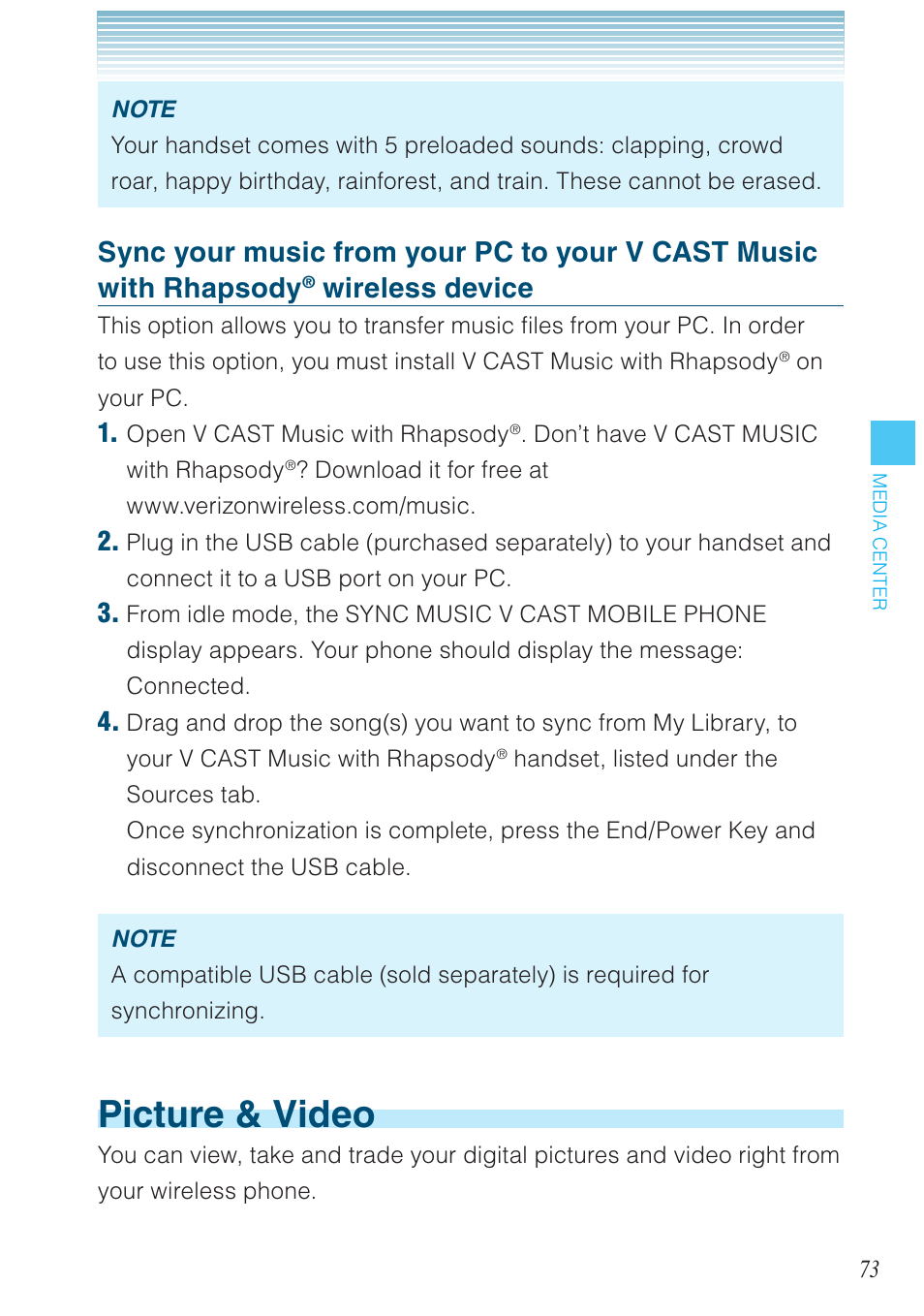 Picture & video, Wireless device | Casio G'zOne Rock User Manual | Page 74 / 201