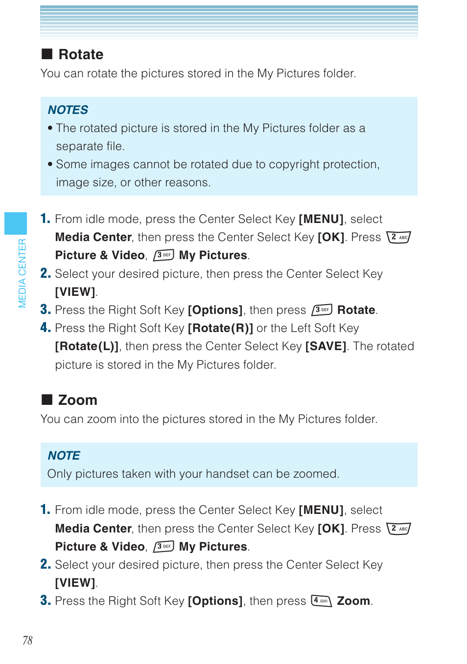 Rotate, Zoom | Casio G'zOne Rock User Manual | Page 79 / 201