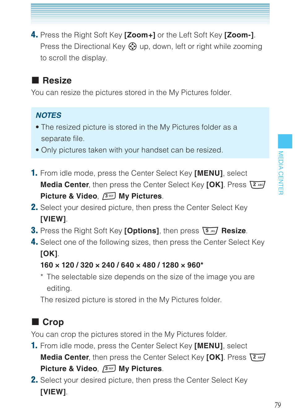 Resize, Crop | Casio G'zOne Rock User Manual | Page 80 / 201