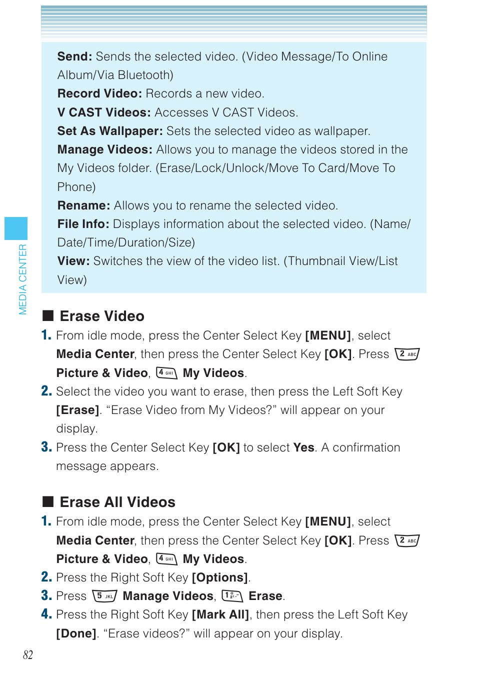 Erase video, Erase all videos | Casio G'zOne Rock User Manual | Page 83 / 201