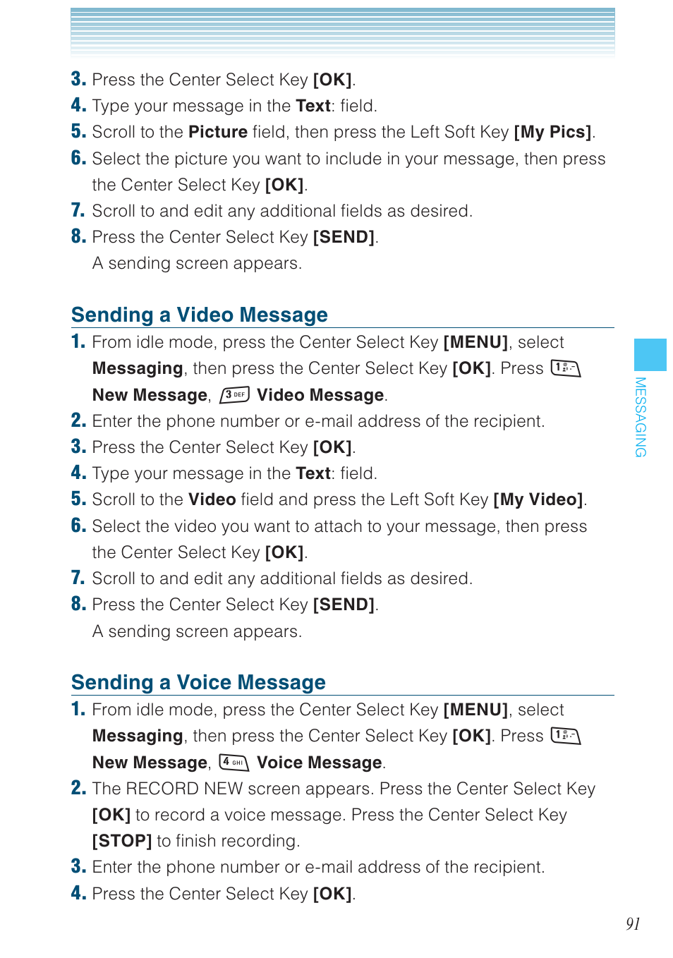 Sending a video message, Sending a voice message | Casio G'zOne Rock User Manual | Page 92 / 201